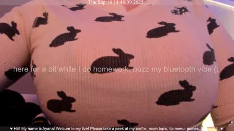 Snapshot of ayanadelatorre chatting on September 18, 9:46 pm Ayana Delatorre online show from September 18, 9:46 pm